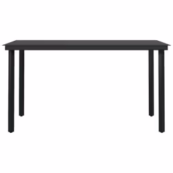 vidaXL Garden Dining Set 7 Piece Black Patio Outdoor Table and Chair Furniture