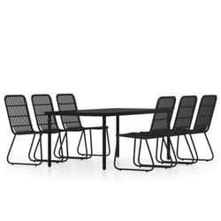 vidaXL Garden Dining Set 7 Piece Black Patio Outdoor Table and Chair Furniture