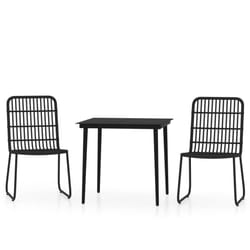 vidaXL Garden Dining Set 3 Piece Black Patio Outdoor Table and Chair Furniture