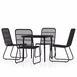 vidaXL Garden Dining Set 5 Piece Black Patio Outdoor Table and Chair Furniture