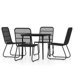 vidaXL Garden Dining Set 5 Piece Black Patio Outdoor Table and Chair Furniture