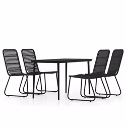 vidaXL Garden Dining Set 5 Piece Black Patio Outdoor Table and Chair Furniture