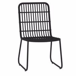vidaXL Garden Dining Set 7 Piece Black Patio Outdoor Table and Chair Furniture - Additional view 2