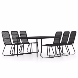 vidaXL Garden Dining Set 7 Piece Black Patio Outdoor Table and Chair Furniture