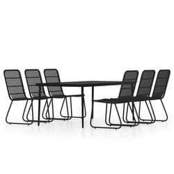 vidaXL Garden Dining Set 7 Piece Black Patio Outdoor Table and Chair Furniture