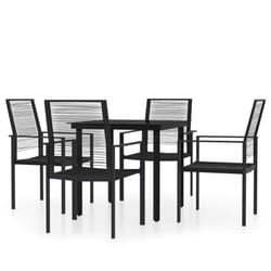 vidaXL Garden Dining Set 5 Piece Black Patio Outdoor Table and Chair Furniture