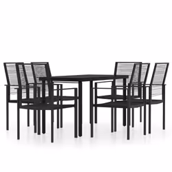 vidaXL Garden Dining Set 7 Piece Black Patio Outdoor Table and Chair Furniture
