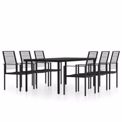 vidaXL Garden Dining Set 7 Piece Black Patio Outdoor Table and Chair Furniture