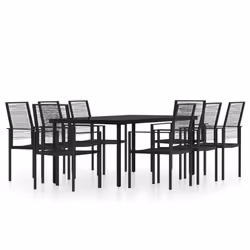 vidaXL Garden Dining Set 9 Piece Black Patio Outdoor Table and Chair Furniture