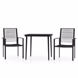 vidaXL Garden Dining Set 3 Piece Black Patio Outdoor Table and Chair Furniture