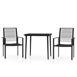 vidaXL Garden Dining Set 3 Piece Black Patio Outdoor Table and Chair Furniture