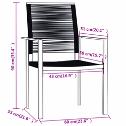 vidaXL Garden Dining Set 3 Piece Black Patio Outdoor Table and Chair Furniture - Additional view 7