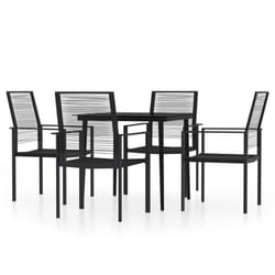 vidaXL Garden Dining Set 5 Piece Black Patio Outdoor Table and Chair Furniture
