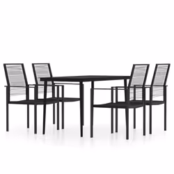 vidaXL Garden Dining Set 5 Piece Black Patio Outdoor Table and Chair Furniture