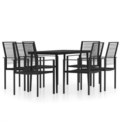 vidaXL Garden Dining Set 7 Piece Black Patio Outdoor Table and Chair Furniture