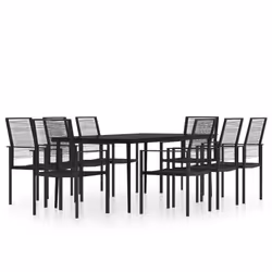 vidaXL Garden Dining Set 9 Piece Black Patio Outdoor Table and Chair Furniture