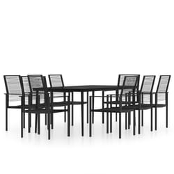 vidaXL Garden Dining Set 9 Piece Black Patio Outdoor Table and Chair Furniture