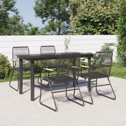 vidaXL 5 Piece Patio Dining Set Black PVC Rattan