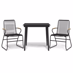 vidaXL Garden Dining Set Outdoor Table and Chairs Patio Lounge Set PVC Rattan - 3 piece, 80 cm table length