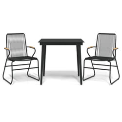 vidaXL Garden Dining Set Outdoor Table and Chairs Patio Lounge Set PVC Rattan - 3 piece, 80 cm table length