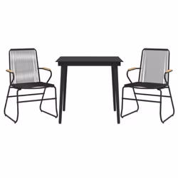 vidaXL Garden Dining Set Outdoor Table and Chairs Patio Lounge Set PVC Rattan - 3 piece, 80 cm table length