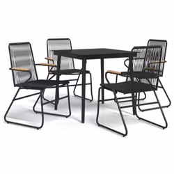 vidaXL Garden Dining Set Outdoor Table and Chairs Patio Lounge Set PVC Rattan - 5 piece, 80 cm table length