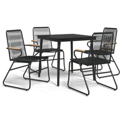 vidaXL Garden Dining Set Outdoor Table and Chairs Patio Lounge Set PVC Rattan - 5 piece, 80 cm table length