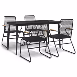 vidaXL Garden Dining Set Outdoor Table and Chairs Patio Lounge Set PVC Rattan - 5 piece, 140 cm table length