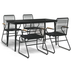 vidaXL Garden Dining Set Outdoor Table and Chairs Patio Lounge Set PVC Rattan - 5 piece, 140 cm table length