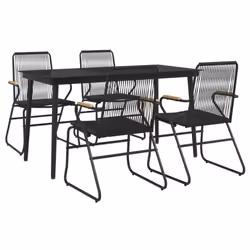 vidaXL Garden Dining Set Outdoor Table and Chairs Patio Lounge Set PVC Rattan - 5 piece, 140 cm table length