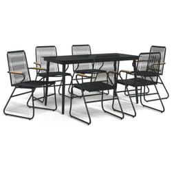 vidaXL Garden Dining Set Outdoor Table and Chairs Patio Lounge Set PVC Rattan - 7 piece, 140 cm table length