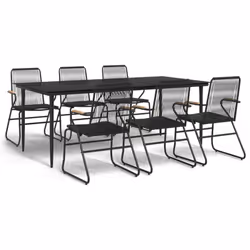 vidaXL Garden Dining Set Outdoor Table and Chairs Patio Lounge Set PVC Rattan - 7 piece, 200 cm table length