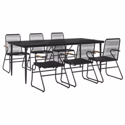 vidaXL Garden Dining Set Outdoor Table and Chairs Patio Lounge Set PVC Rattan - 7 piece, 200 cm table length