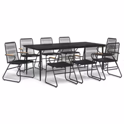 vidaXL Garden Dining Set Outdoor Table and Chairs Patio Lounge Set PVC Rattan - 9 piece, 200 cm table length