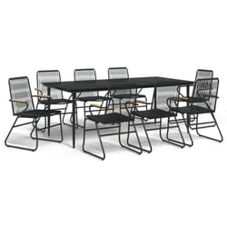 vidaXL Garden Dining Set Outdoor Table and Chairs Patio Lounge Set PVC Rattan - 9 piece, 200 cm table length