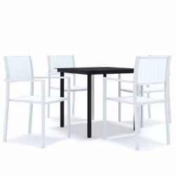 vidaXL Garden Dining Set 5 Piece White Outdoor Patio Furniture Table and Chair