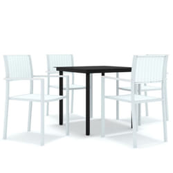 vidaXL Garden Dining Set 5 Piece White Outdoor Patio Furniture Table and Chair