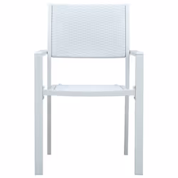 vidaXL Garden Dining Set 5 Piece White Outdoor Patio Furniture Table and Chair - Additional view 4