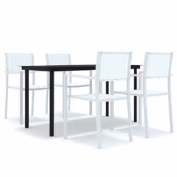 vidaXL Garden Dining Set 5 Piece White Outdoor Patio Furniture Table and Chair