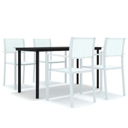 vidaXL Garden Dining Set 5 Piece White Outdoor Patio Furniture Table and Chair