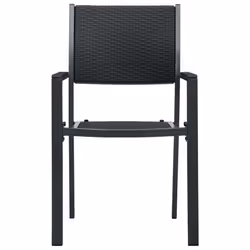vidaXL Garden Dining Set 7 Piece Black Outdoor Patio Furniture Table and Chair - Additional view 4
