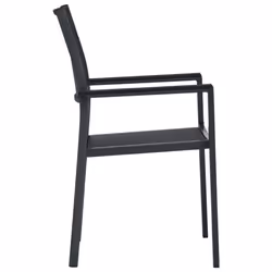 vidaXL Garden Dining Set 7 Piece Black Outdoor Patio Furniture Table and Chair - Additional view 5