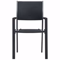 vidaXL Garden Dining Set 9 Piece Black Outdoor Patio Furniture Table and Chair - Additional view 4
