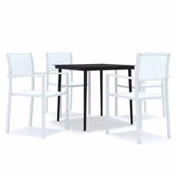 vidaXL Garden Dining Set 5 Piece White Outdoor Patio Furniture Table and Chair