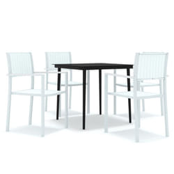 vidaXL Garden Dining Set 5 Piece White Outdoor Patio Furniture Table and Chair