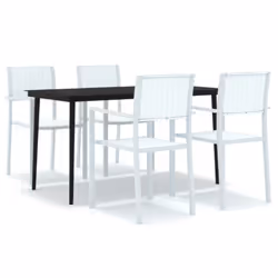 vidaXL Garden Dining Set Patio Furniture 3/5/7/9 Piece Black/White Multi Sizes - white