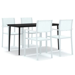 vidaXL Garden Dining Set Patio Furniture 3/5/7/9 Piece Black/White Multi Sizes - white