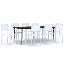 vidaXL Garden Dining Set 9 Piece White Outdoor Patio Furniture Table and Chair