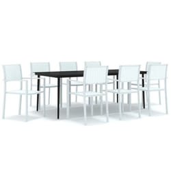 vidaXL Garden Dining Set 9 Piece White Outdoor Patio Furniture Table and Chair