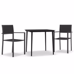 vidaXL Garden Dining Set 3 Piece Black Outdoor Patio Furniture Table and Chair
